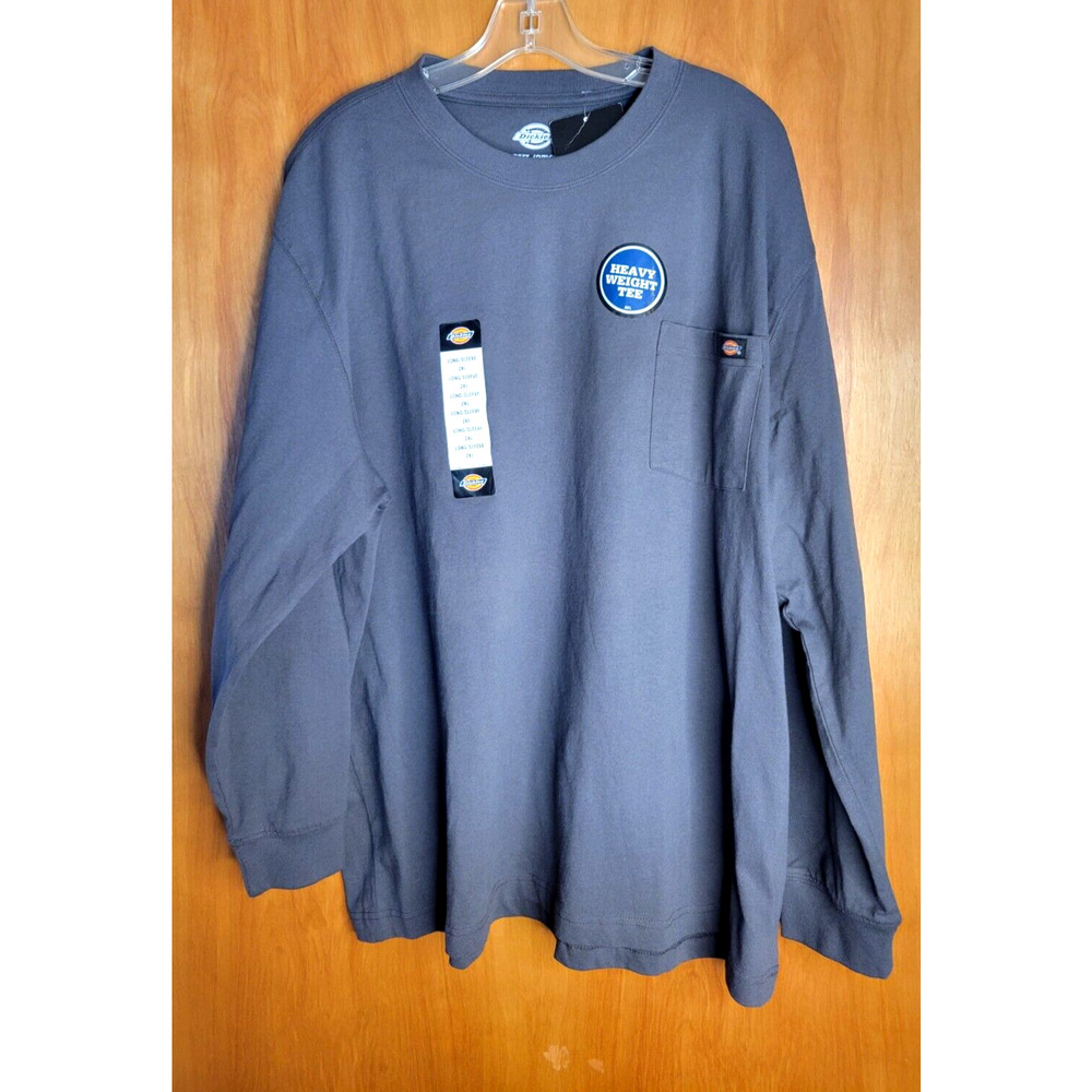 Dickies Men’s Heavyweight Long Sleeve Crew Neck T‑Shirt Gray 2XLT NWT Workwear